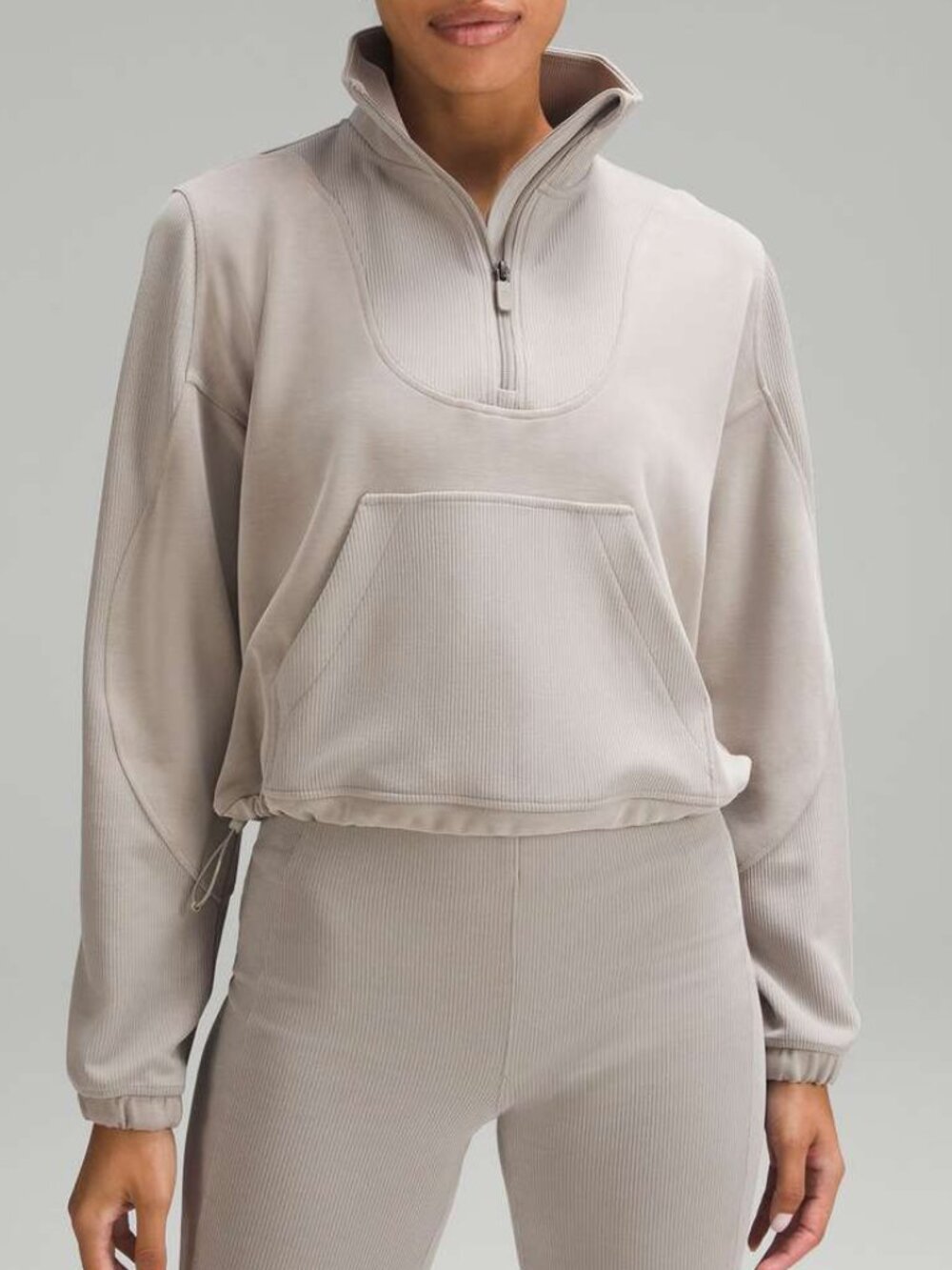 NWT Lululemon Brushed Softstreme Ribbed Half Zip Pullover Riverstone RVSN 2